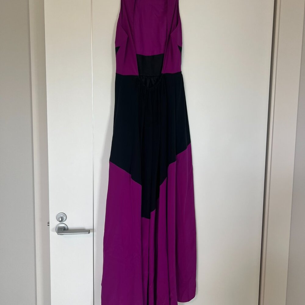 Tibi Matte Silk Color Block Black & Purple Open B… - image 3